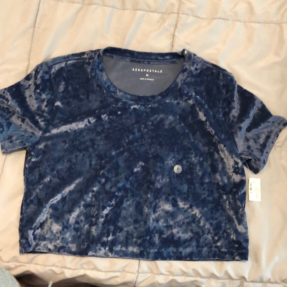 Aéropostale Royal blue crushed velvet cropped tee